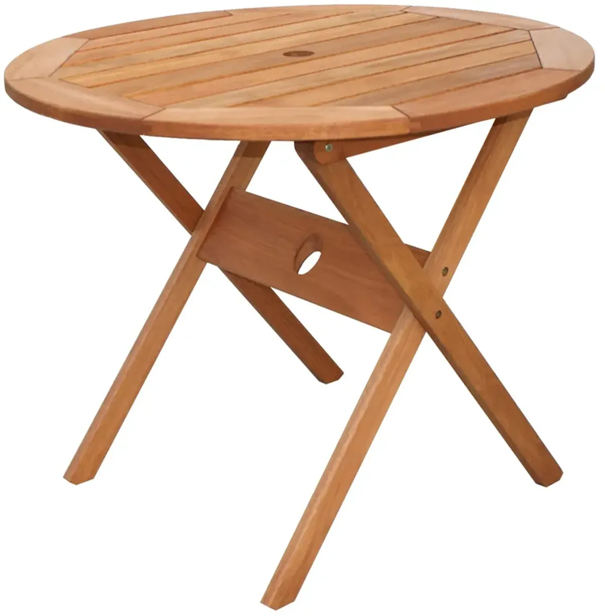 Samos Folding Outdoor Eucalyptus Round Dining Table - Natural