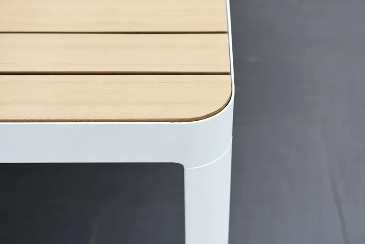 Dalston Rectangular Outdoor Teak Dining Table - Natural/White