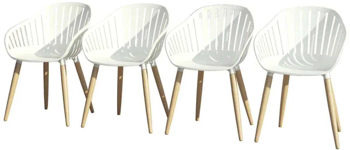 Set of 4 Cayana Outdoor Dining Chairs - White