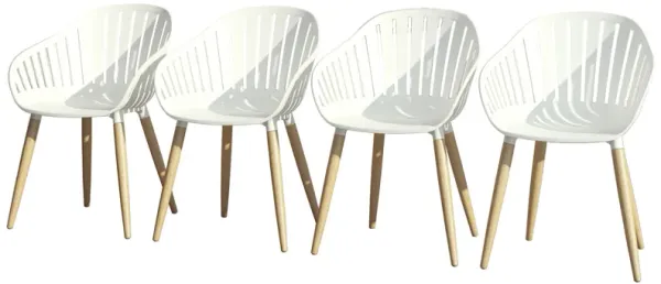 Set of 4 Cayana Outdoor Dining Chairs - White