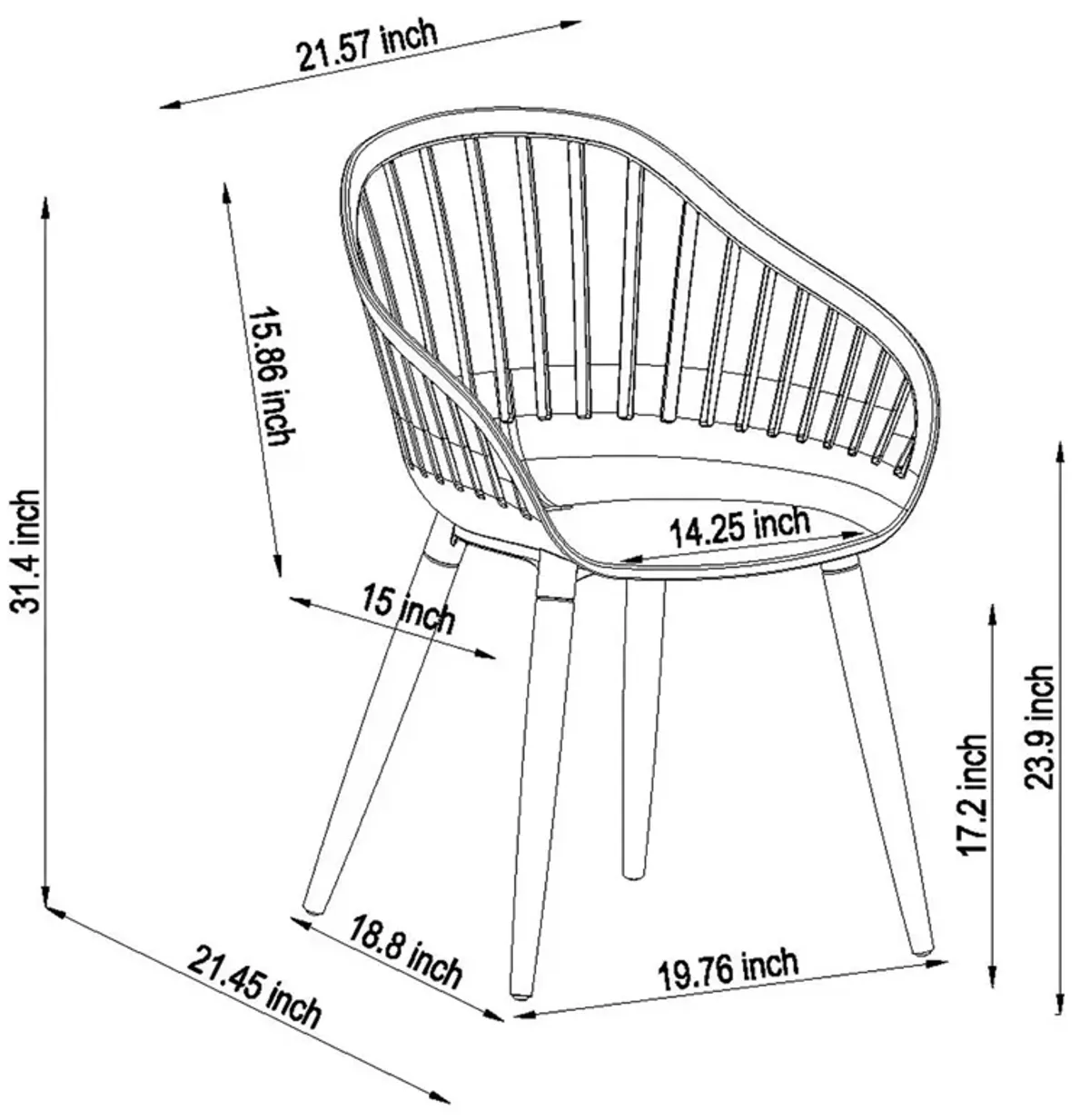 Set of 4 Cayana Outdoor Dining Chairs - Black