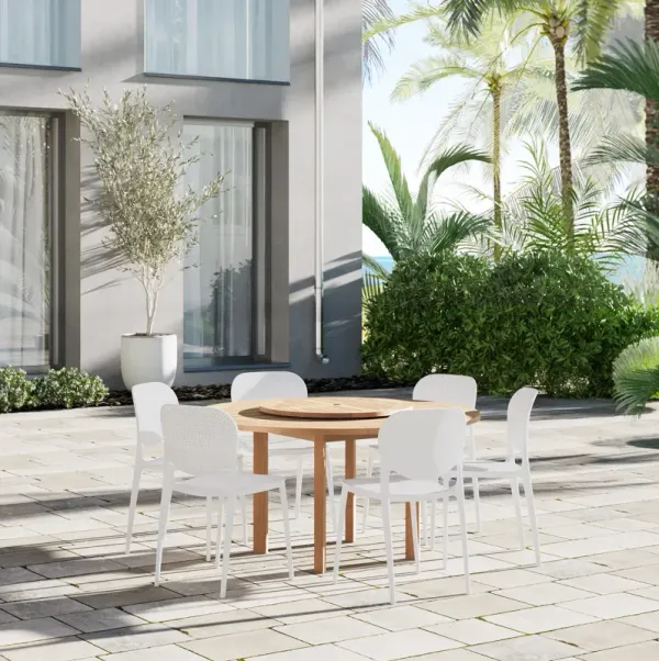Astor 7-Pc Round Outdoor Eucalyptus Dining Set