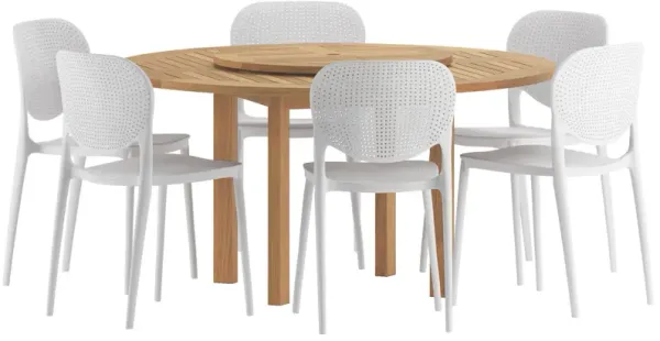 Astor 7-Pc Round Outdoor Eucalyptus Dining Set