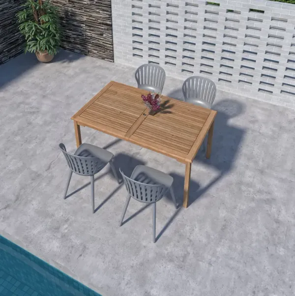 Cayana 5-Pc Rectangular Outdoor Teak Dining Set
