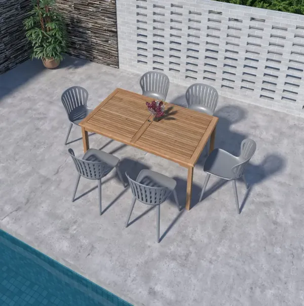 Cayana 7-Pc Rectangular Outdoor Teak Dining Set