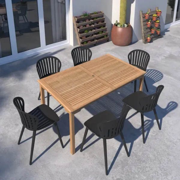 Cayana 7-Pc Rectangular Outdoor Teak Dining Set