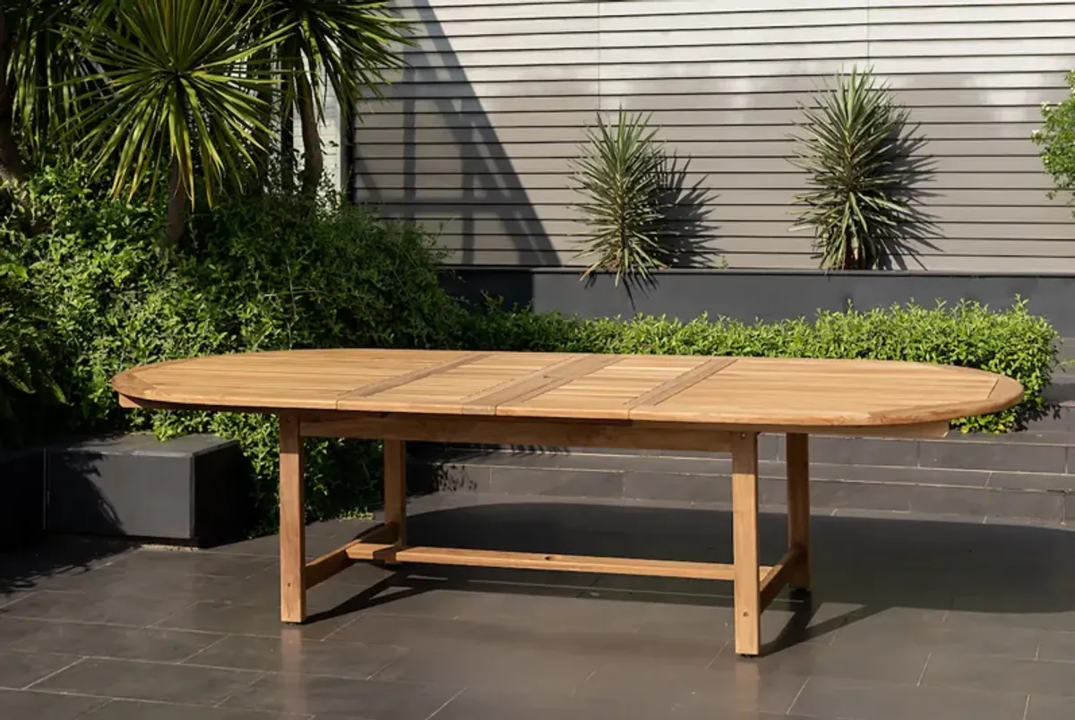 Astor 11-Pc Oval Deluxe Extension Outdoor Teak Dining Set - Brown