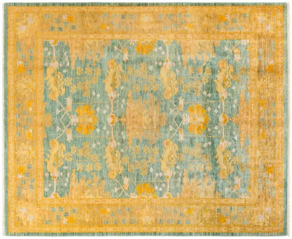 One-of-a-Kind Hand-Knotted Green Rug, 8'1" x 9'8"