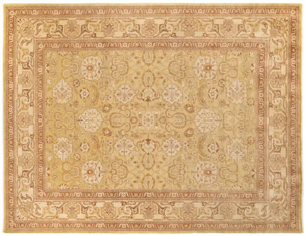 One-of-a-Kind Hand-Knotted Green Rug, 9'1" x 11'10"