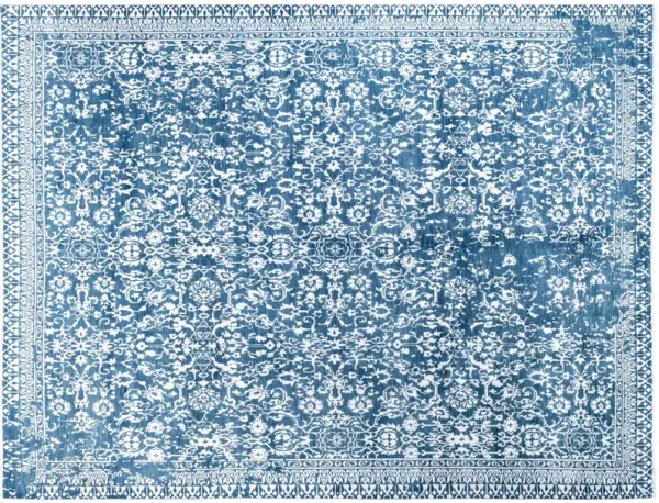 One-of-a-Kind Hand-Knotted Ikat Navy Rug, 9'2" x 12'1"