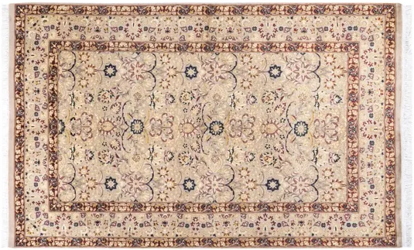 One-of-a-Kind Hand-Knotted Ivory Rug, 4'6" x 7'3"