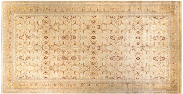 One-of-a-Kind Hand-Knotted Ivory Runner - 9'1" x 18'4" - White
