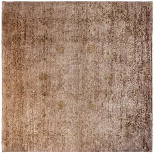 One-of-a-Kind Hand-Knotted Beige Rug, 8'10" x 8'10"