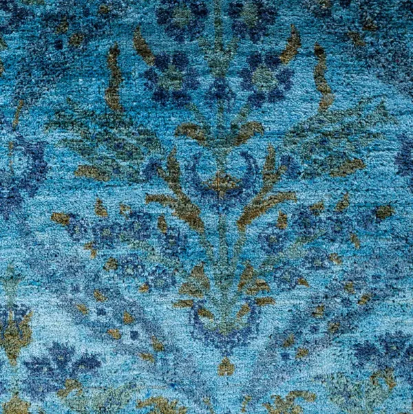 One-of-a-Kind Hand-Knotted Blue Rug, 8'1" x 8'1"