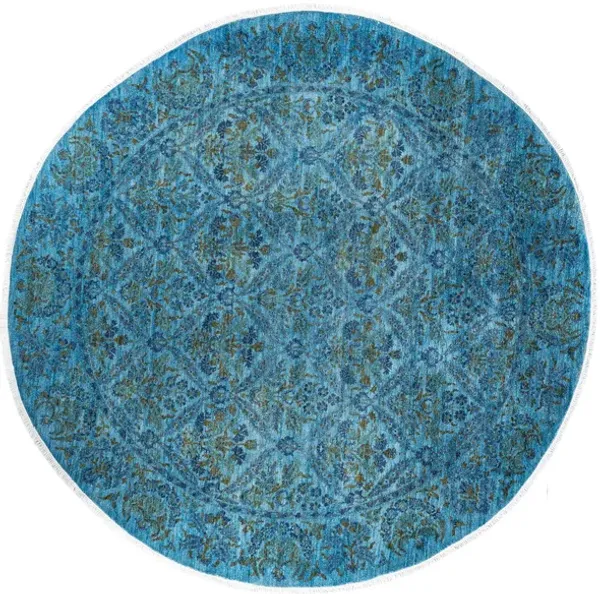 One-of-a-Kind Hand-Knotted Blue Rug, 8'1" x 8'1"