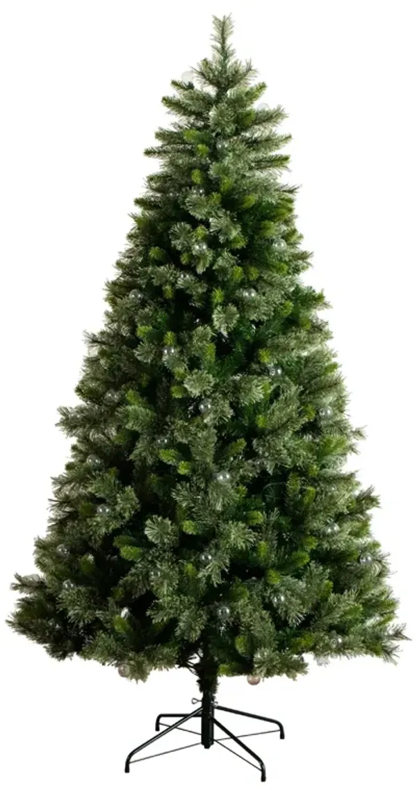 7.5-ft Christmas Tree with 450 Warm White Clear Globe Bulbs and LED Lights - Green