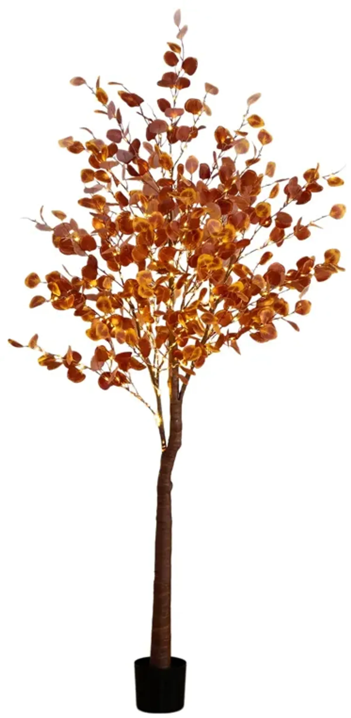 7-ft Pre-Lit Autumn Eucalyptus Fall Tree with 420 Warm White LED Lights - Red