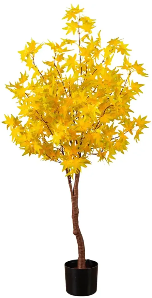 Pre-Lit Autumn Maple Fall Tree with 350 Warm White LED Lights - Yellow