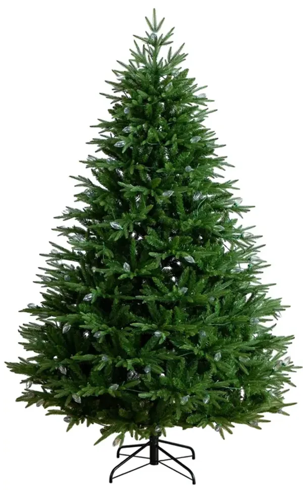 Pre-Lit Luxembourg Pine Christmas Tree with 120 Multicolored LED Lights - Green