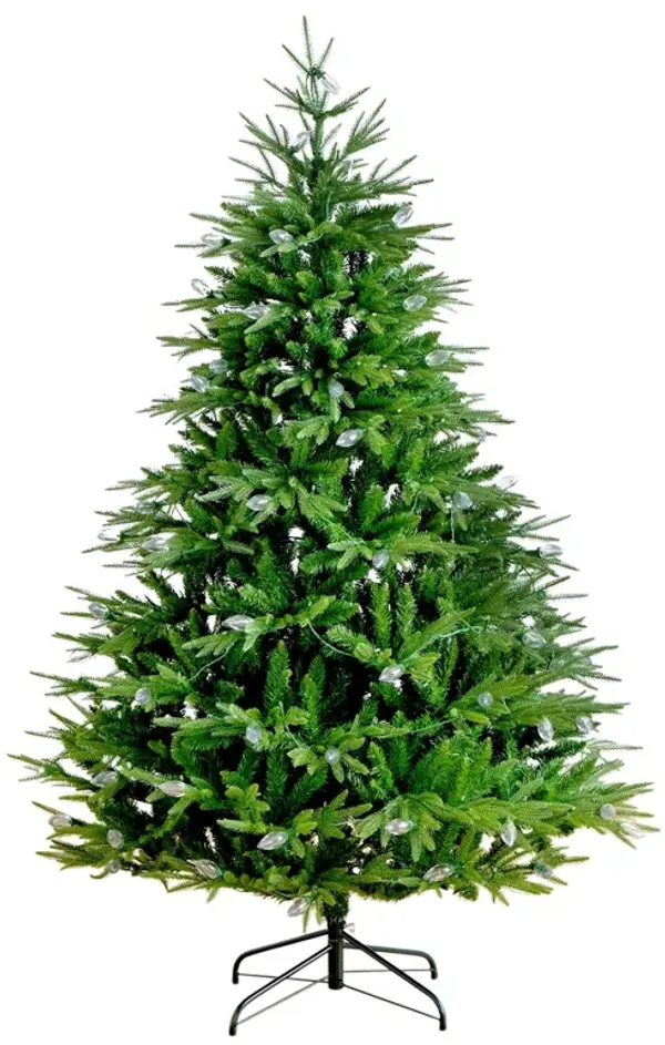 Pre-Lit Luxembourg Pine Christmas Tree with 120 Multicolored LED Lights - Green