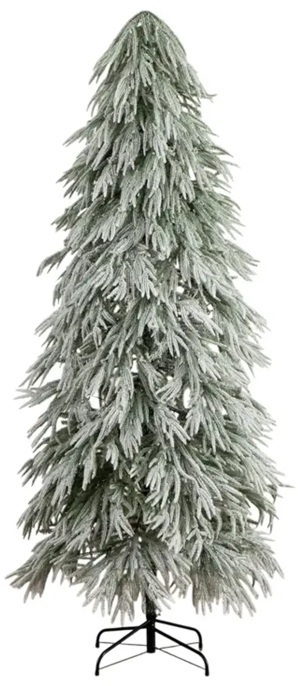 Flocked Down Swept Christmas Tree with 110 LED Lights - White