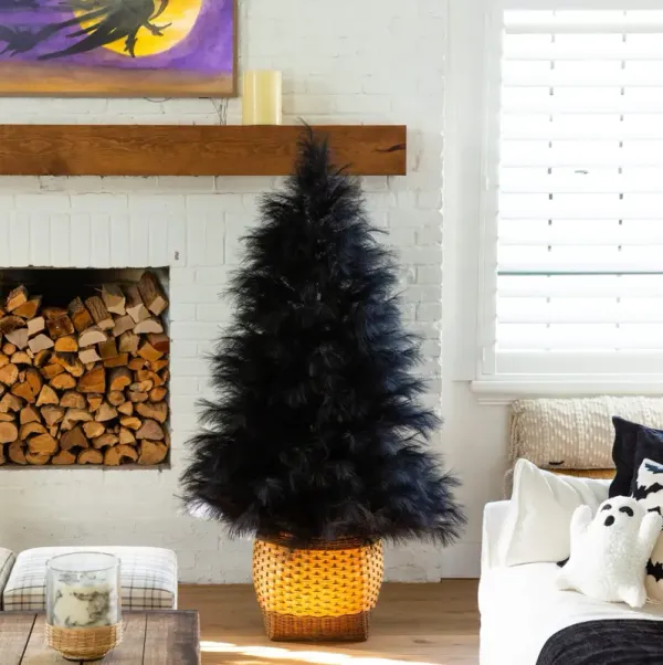 Halloween Black Pampas Grass Christmas Tree