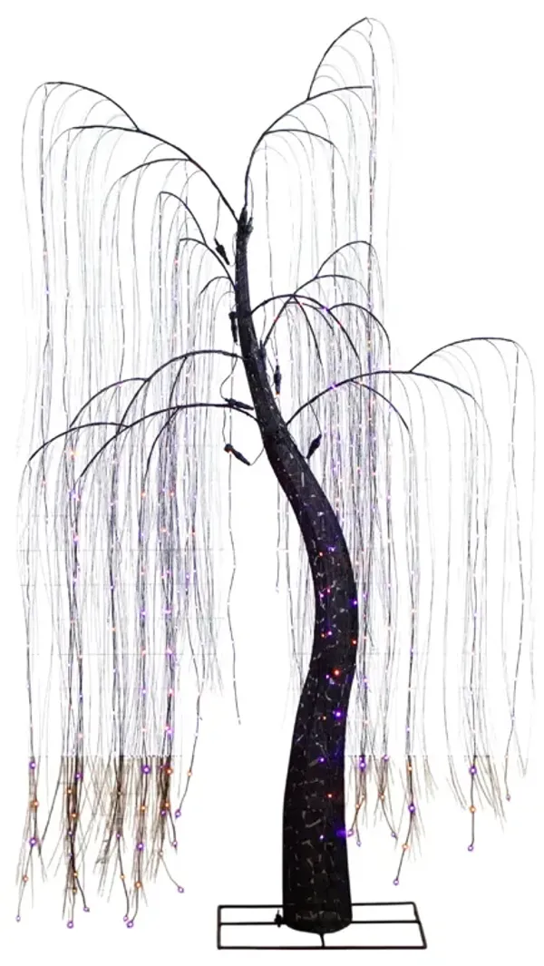 7-ft Halloween Pre-Lit Black Willow Tree with 600 Purple/Orange LED Lights