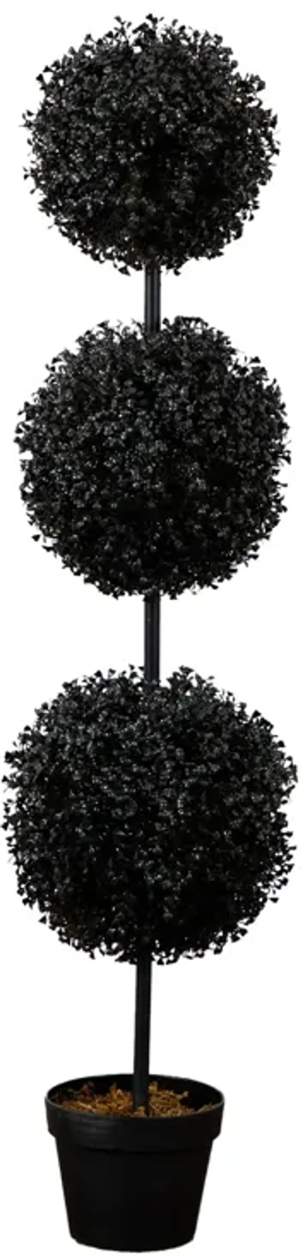 Halloween UV Resistant Black Triple Ball Boxwood Topiary (Indoor/Outdoor)