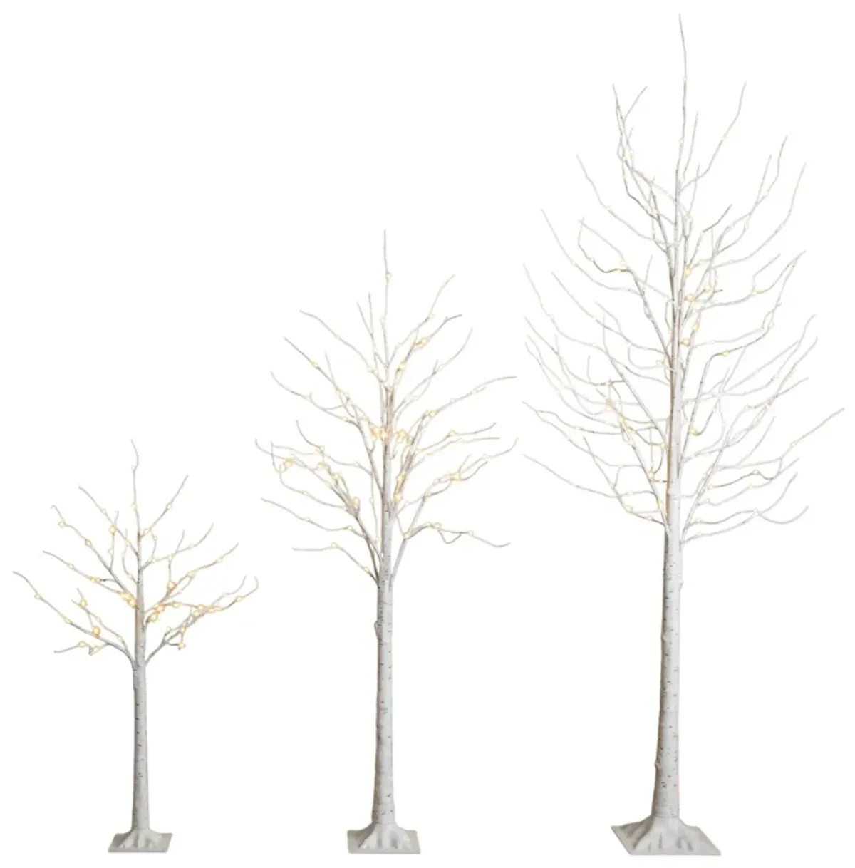 Set of 3 White Birch Lighted Trees