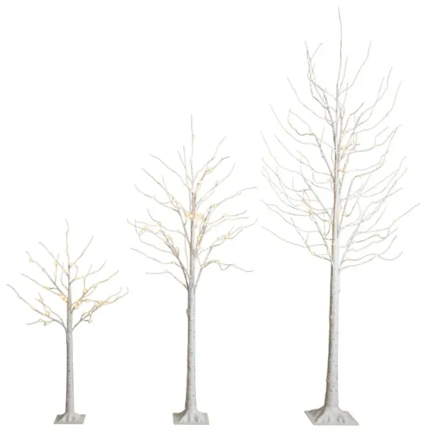 Set of 3 White Birch Lighted Trees