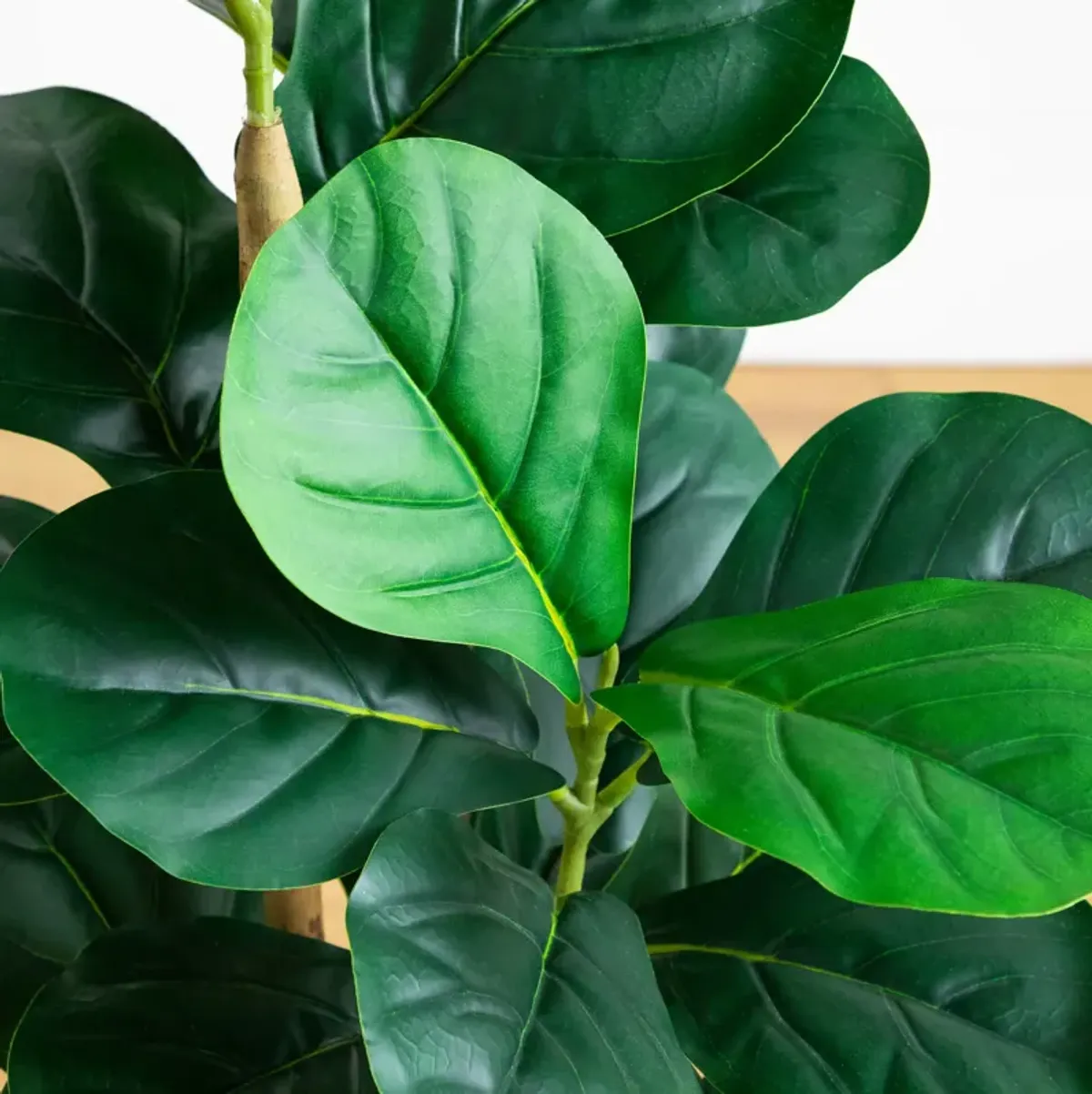 3-ft Fiddle Leaf Tree in White Planter - Green - 36Hx16Wx16D in