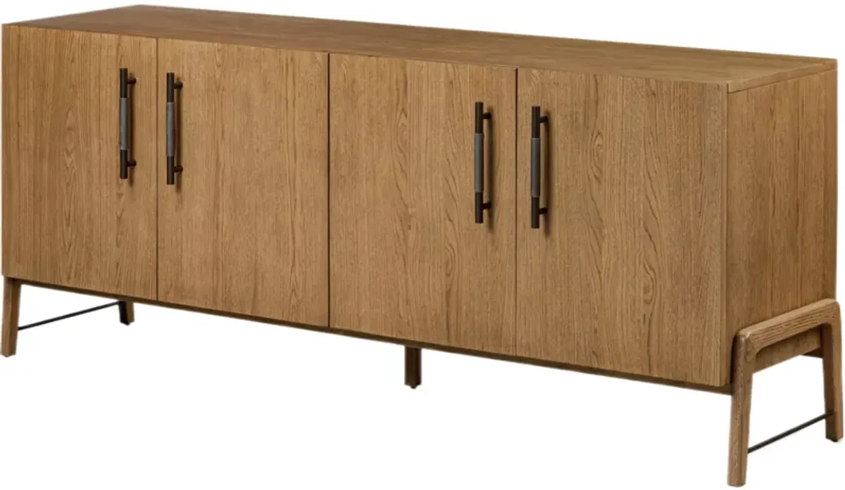 Jeremiah 4-Door Oak Sideboard - Brown