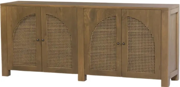 Sabrina 4-Door Sideboard, Taupe Mango/Taupe Cane