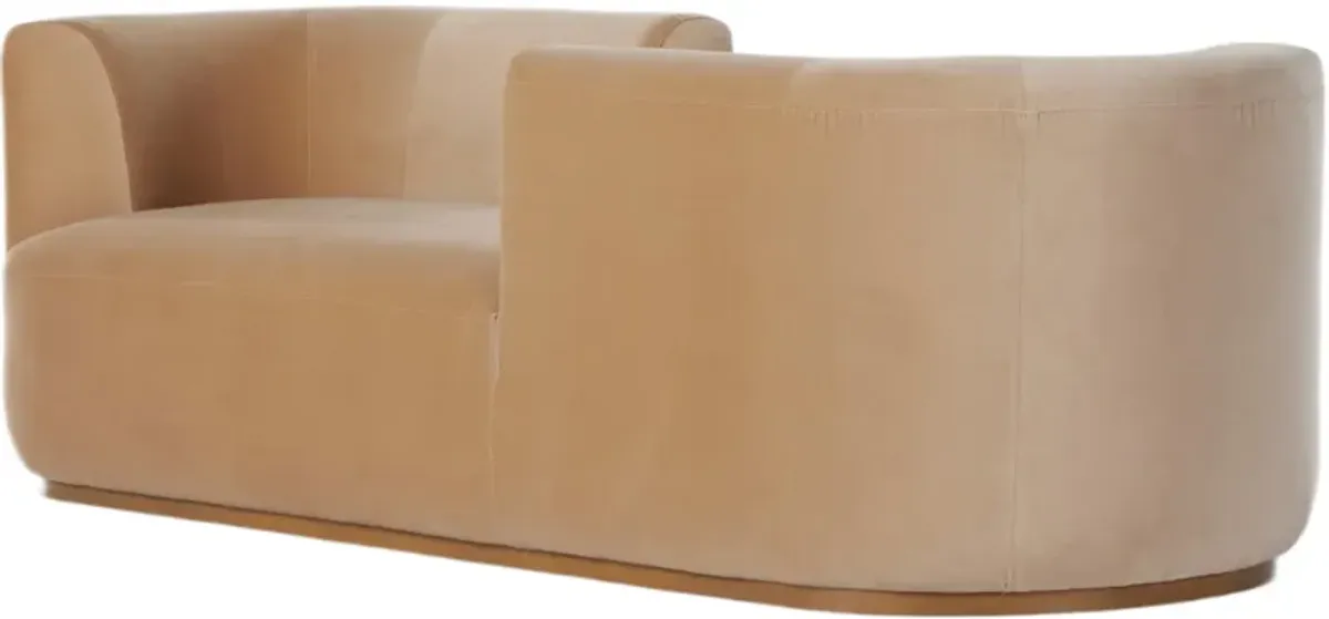 Aluni Tete A Tete Velvet Chaise - Brown - Comfortable, Sturdy, Stylish