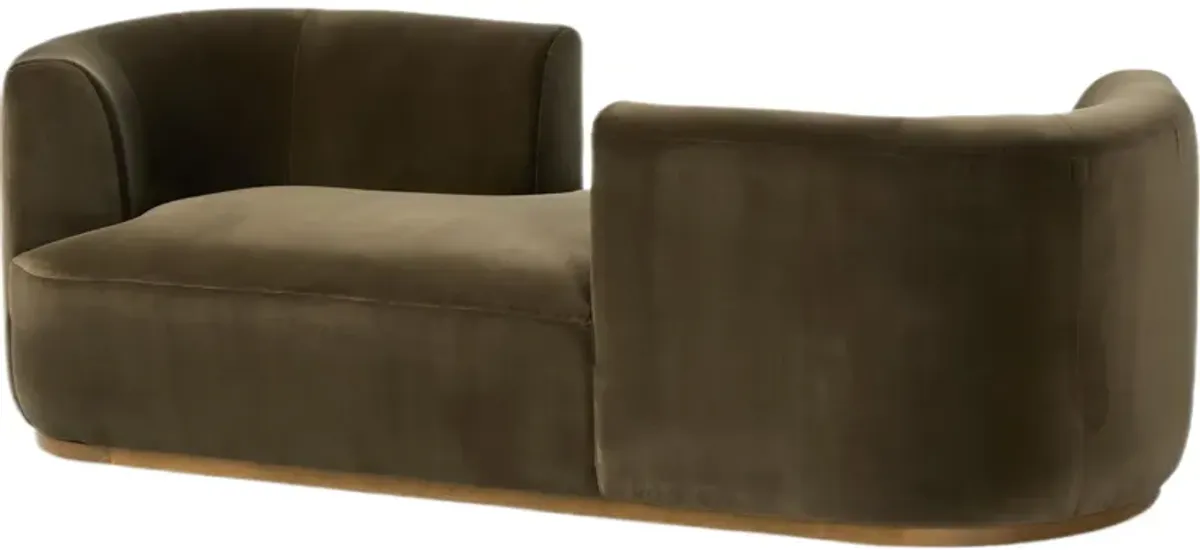Aluni Tete A Tete Velvet Chaise - Green - Comfortable, Sturdy, Stylish