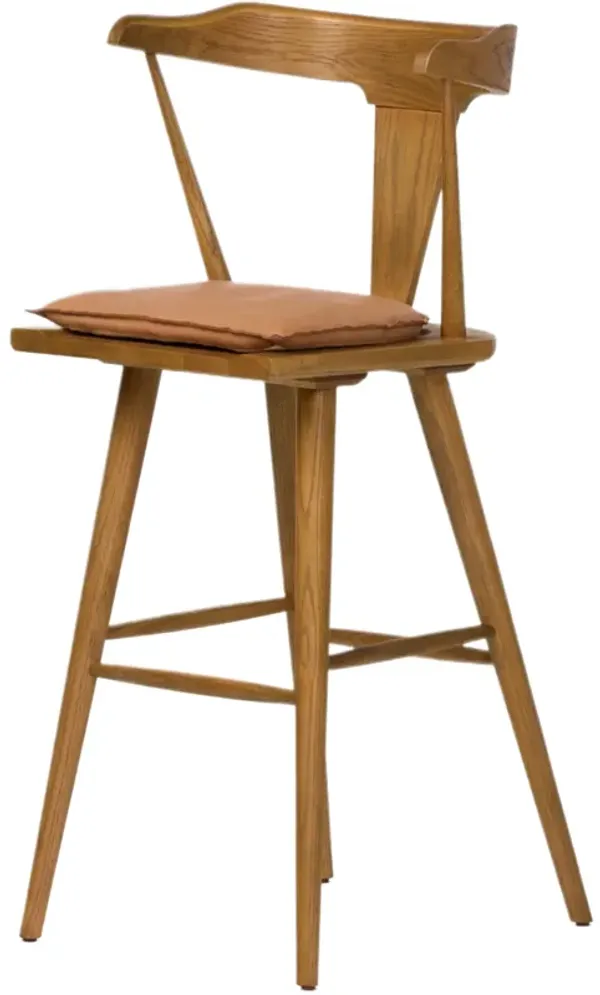 Kaysen Leather Cushion Counter Stool - Whiskey Saddle