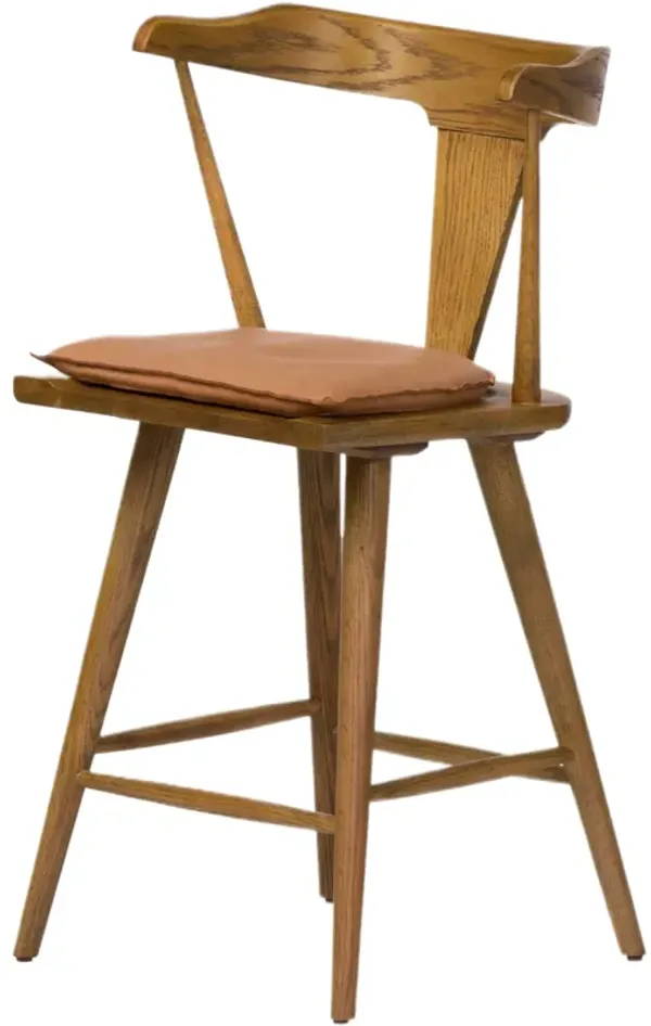 Kaysen Leather Cushion Bar Stool, Whiskey Saddle