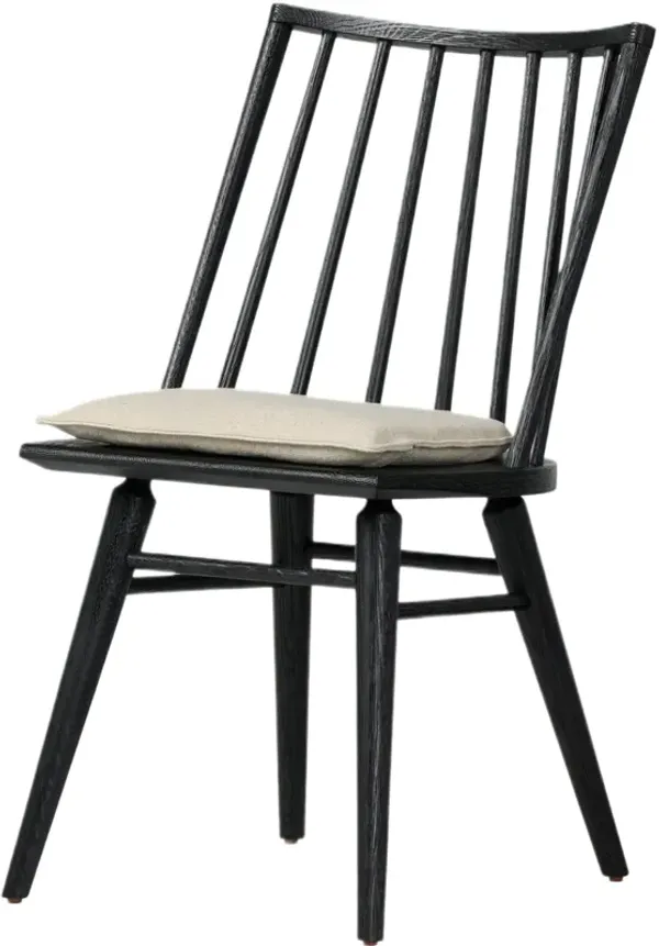 Brody Windsor Linen Dining Chair with Cushion - Black