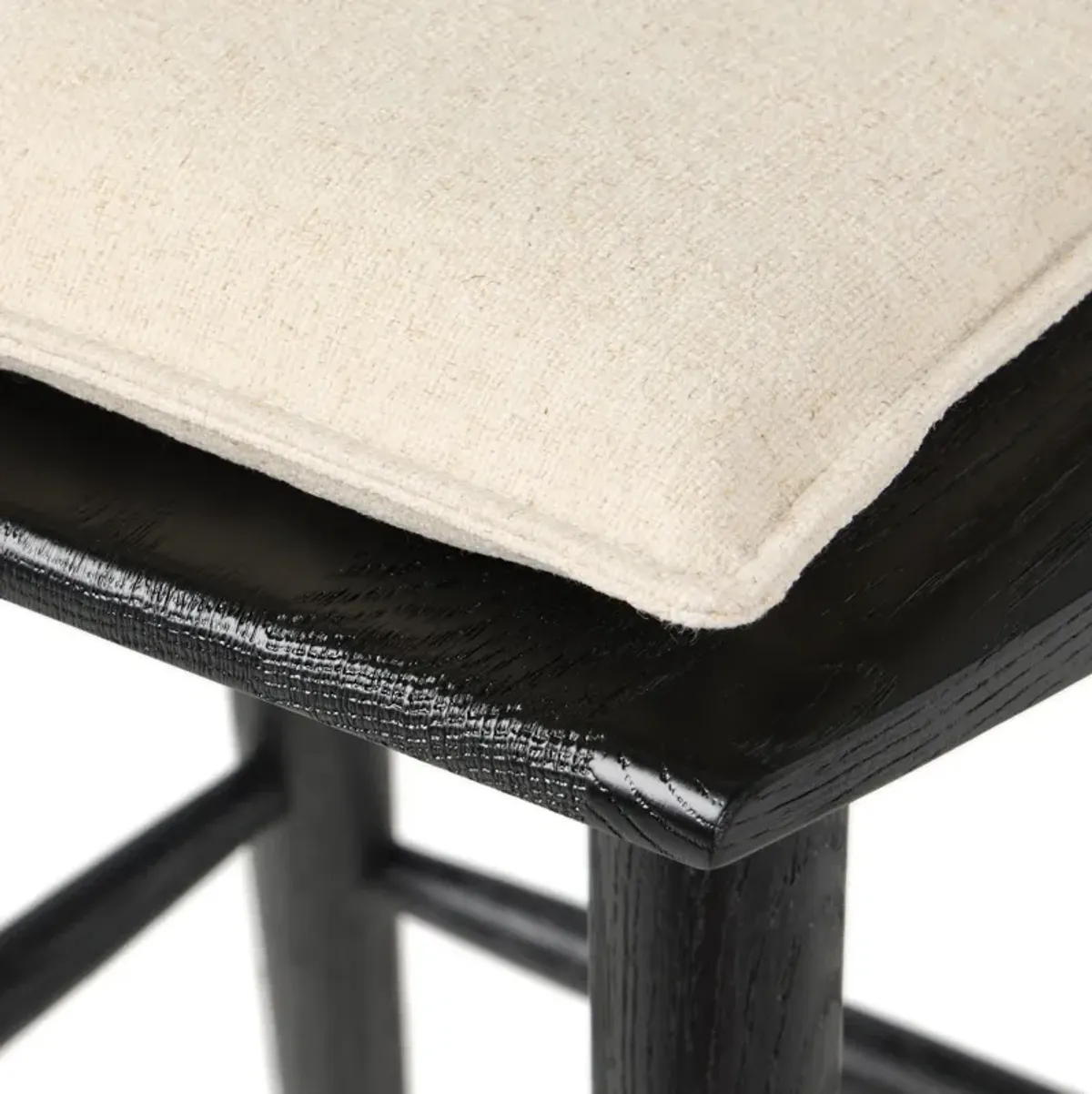 Brody Windsor Linen Bar Stool with Cushion - Black