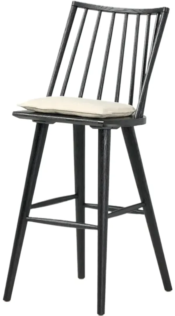 Brody Windsor Linen Bar Stool with Cushion - Black
