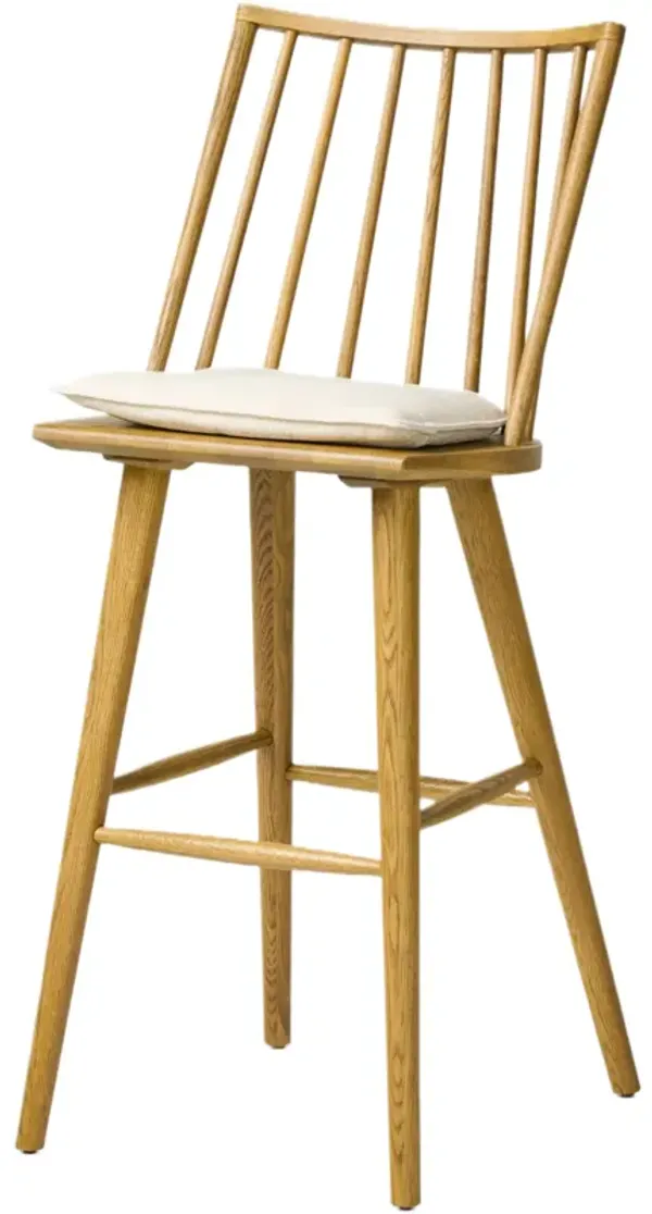 Brody Windsor Linen Bar Stool with Cushion - Brown