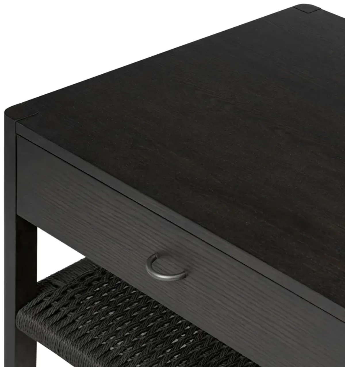 Holly 4-Drawer Coffee Table, Woven Rush/Smoked Black Ash