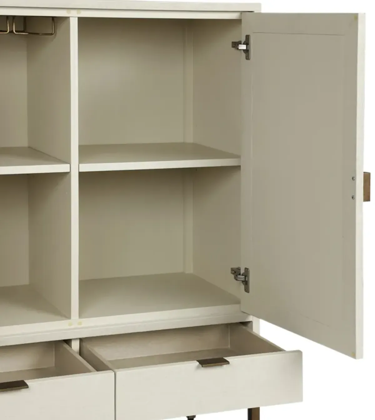 Aeris 2-Door 2-Drawer Painted Linen Bar Cabinet - Ivory