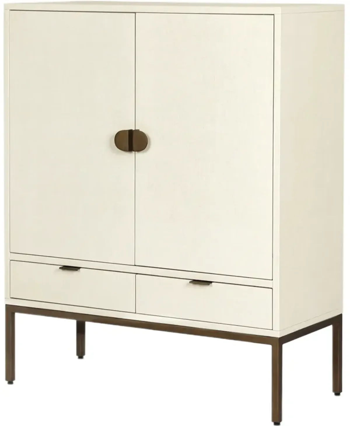 Aeris 2-Door 2-Drawer Painted Linen Bar Cabinet