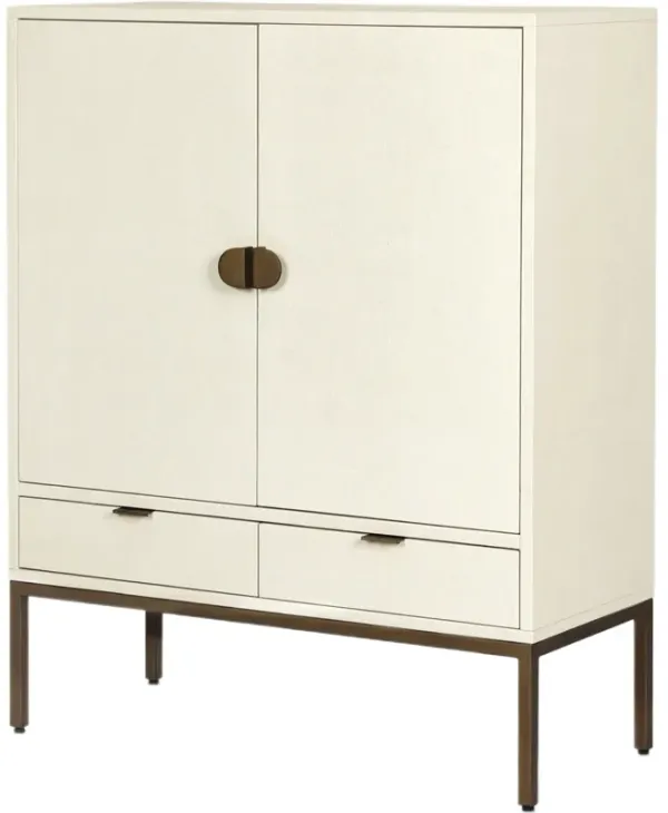 Aeris 2-Door 2-Drawer Painted Linen Bar Cabinet - Ivory