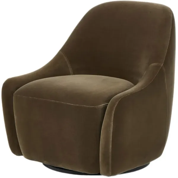 Magnolia Velvet Swivel Chair, Surrey Olive
