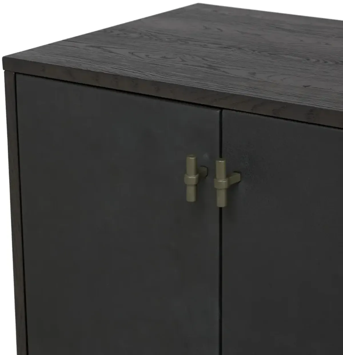 Scarlett 6-Door Leather Media Console - Worn Black Oak