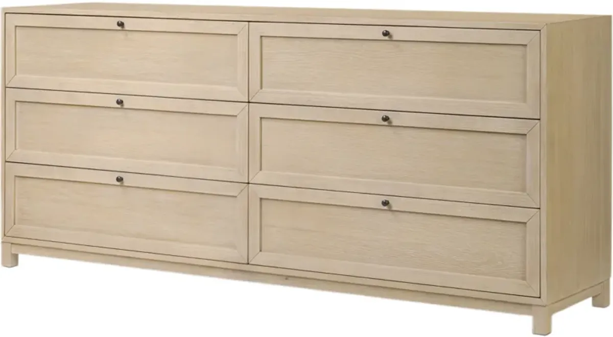 Laila 6-Drawer Dresser - Light Bleach Oak - Brown