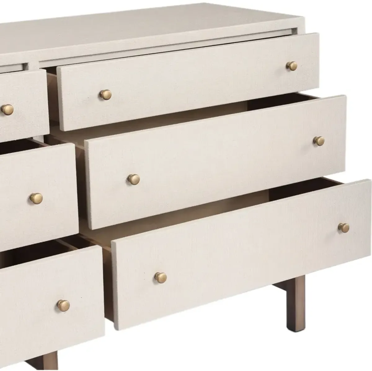 Pasco 6-Drawer Raffia Dresser - Ivory
