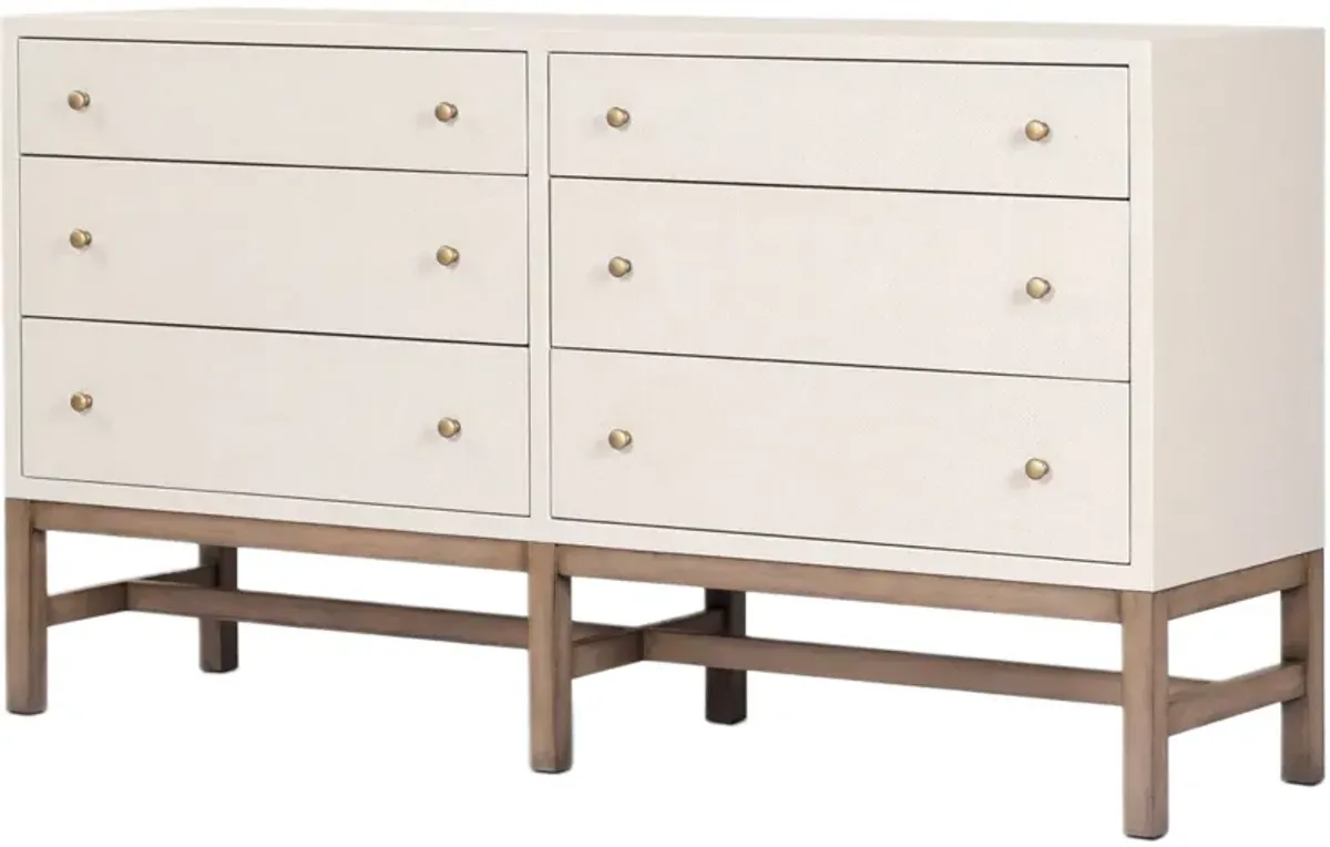 Pasco 6-Drawer Raffia Dresser - Ivory
